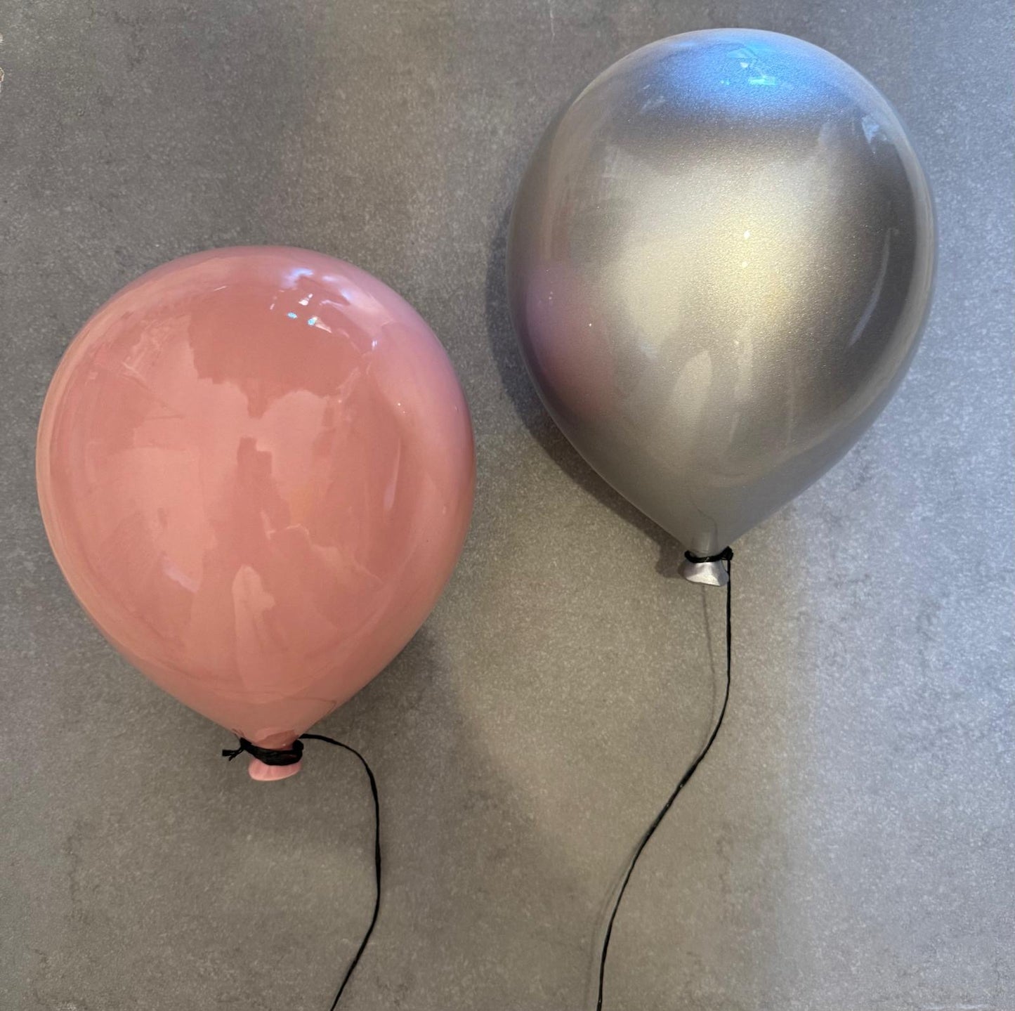 Silver Metallic Ceramic Balloon Sculpture