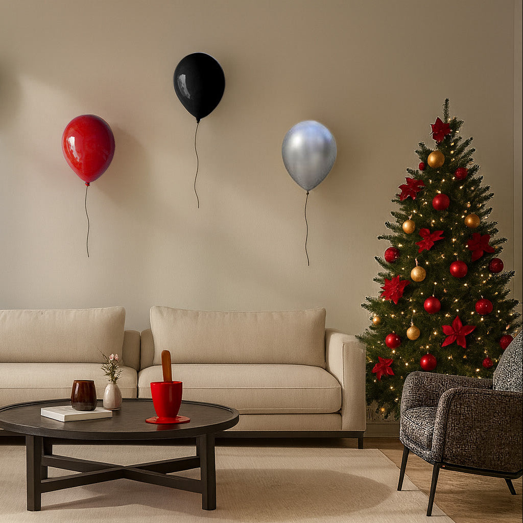 Red Glossy Ceramic Balloon Wall Sculpture