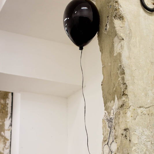 Black Glossy Ceramic Ceiling Balloon Sculpture