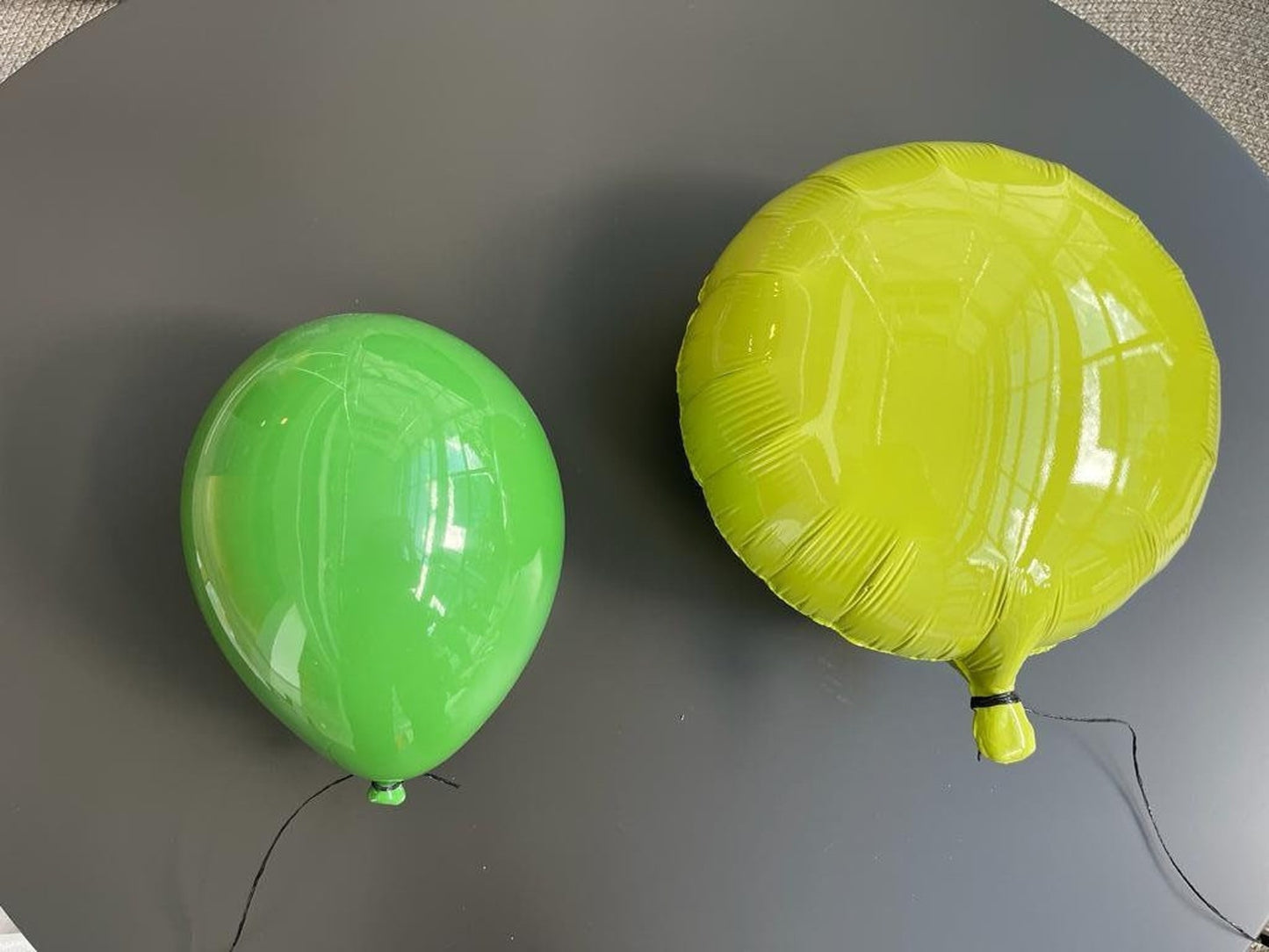 Neon Green Mirror-Like Finish Ceramic Balloon Sculpture