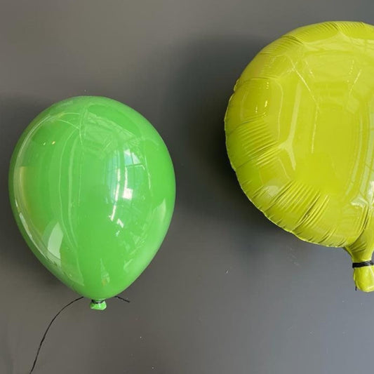 Neon Green Mirror-Like Finish Ceramic Balloon Sculpture