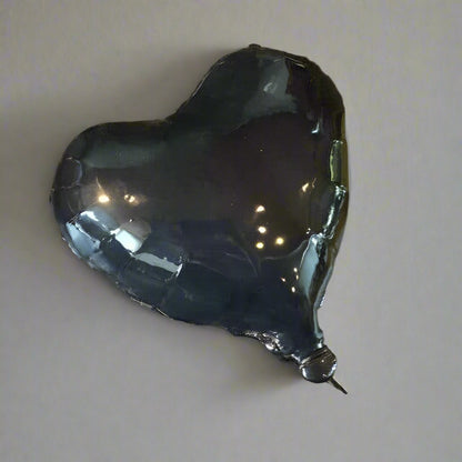 Black Glossy Ceramic Heart Balloon Sculpture