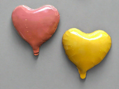 Yellow Glossy Ceramic Heart Balloon Sculpture