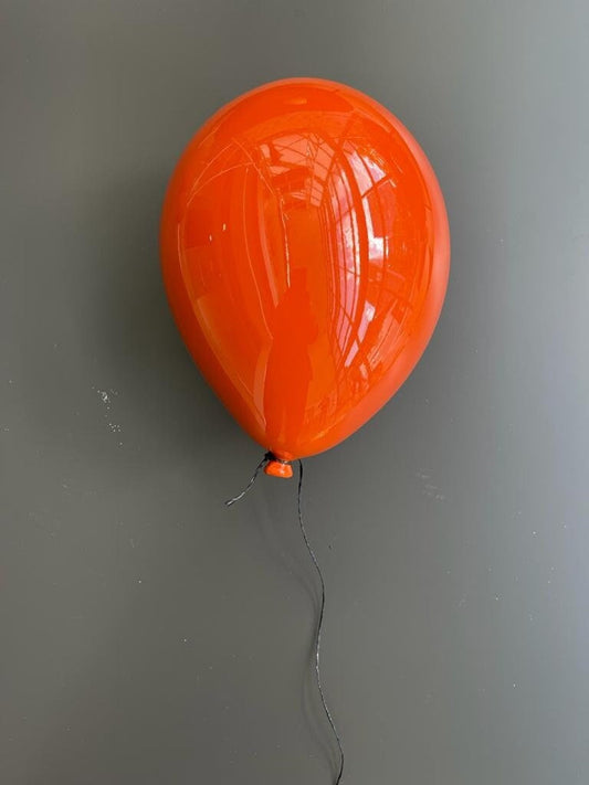 Orange Mirror-Like Finish Ceramic Balloon Sculpture