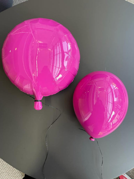 Set of 2 Mirror-Like Finish Magenta Balloon Sculptures