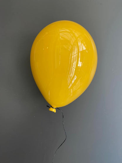 Yellow Glossy Ceramic Balloon Sculpture