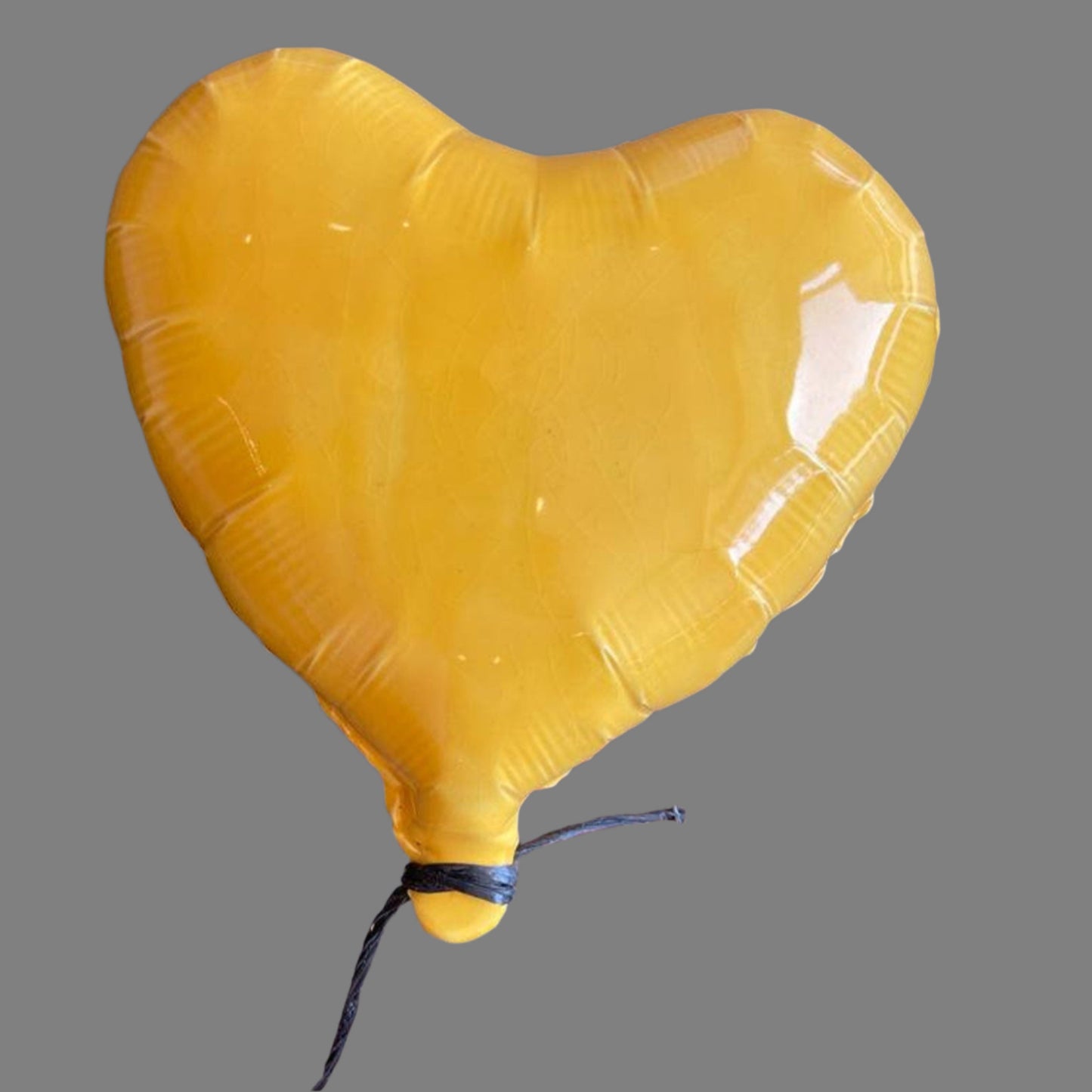 Yellow Glossy Ceramic Heart Balloon Sculpture