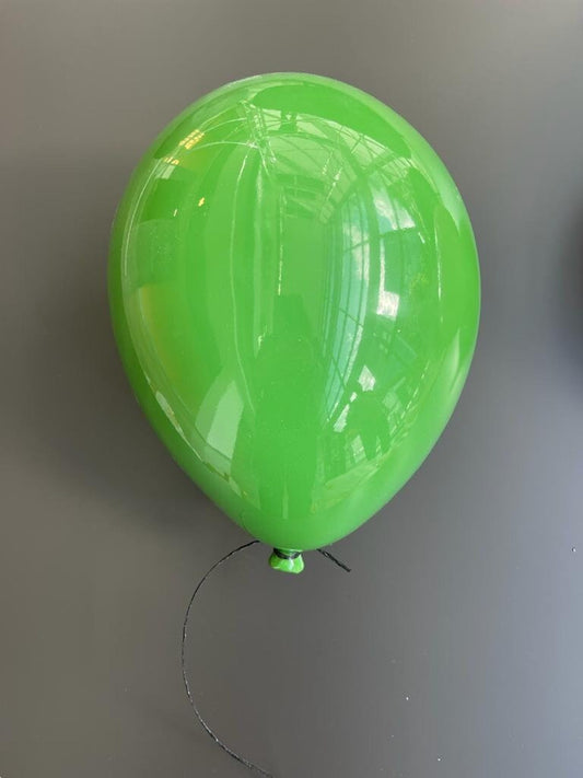 Neon Green Mirror-Like Finish Ceramic Balloon Sculpture