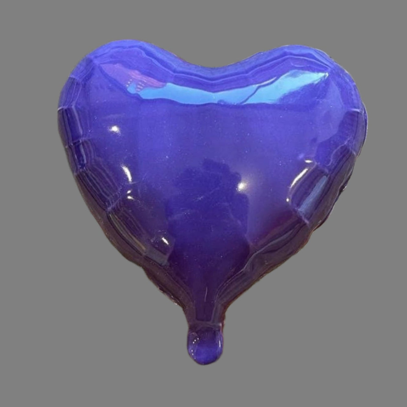 Purple Glossy Ceramic Heart Balloon Sculpture