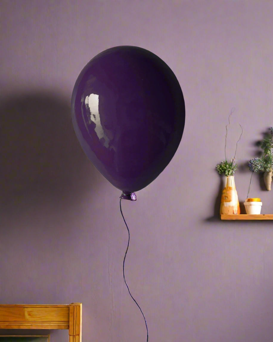 Aubergine Mirror-Like Finish Ceramic Balloon Sculpture