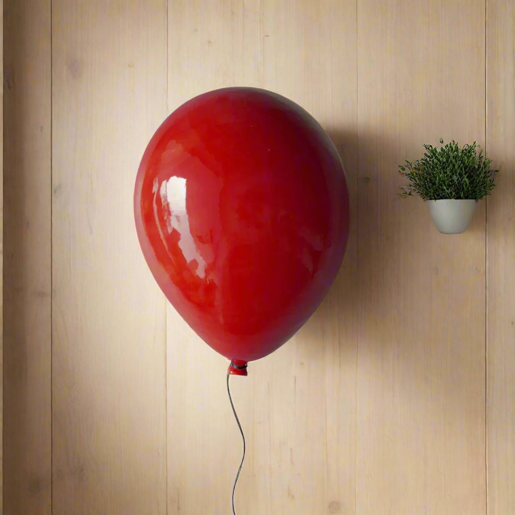 Red Glossy Ceramic Balloon Wall Sculpture