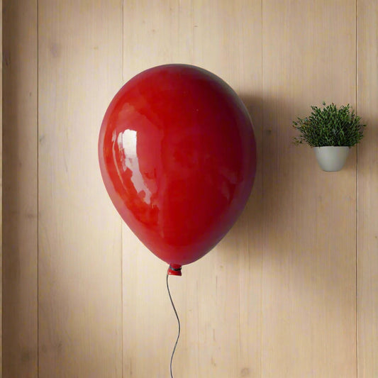 Red Glossy Ceramic Balloon Wall Sculpture