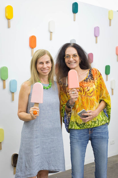 Set of 2 Metallic Ceramic Popsicle Sculptures