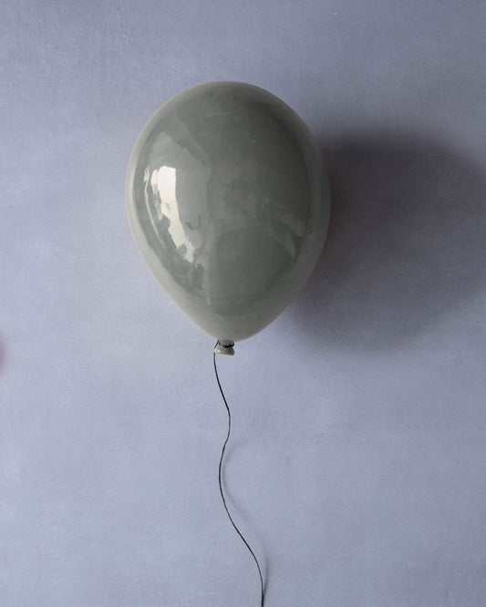 Grey Glossy Ceramic Balloon Sculpture