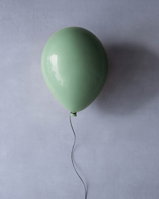 Aqua Green Glossy Ceramic Balloon Sculpture