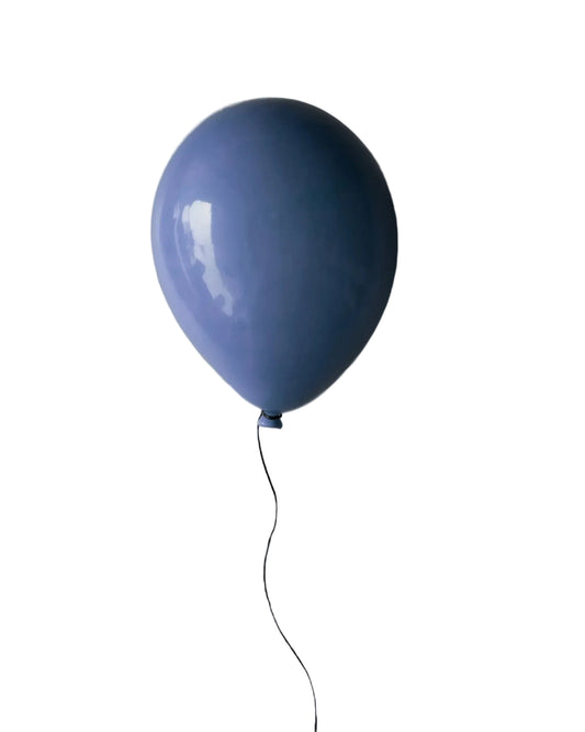 Denim Blue Glossy Ceramic Balloon Sculpture