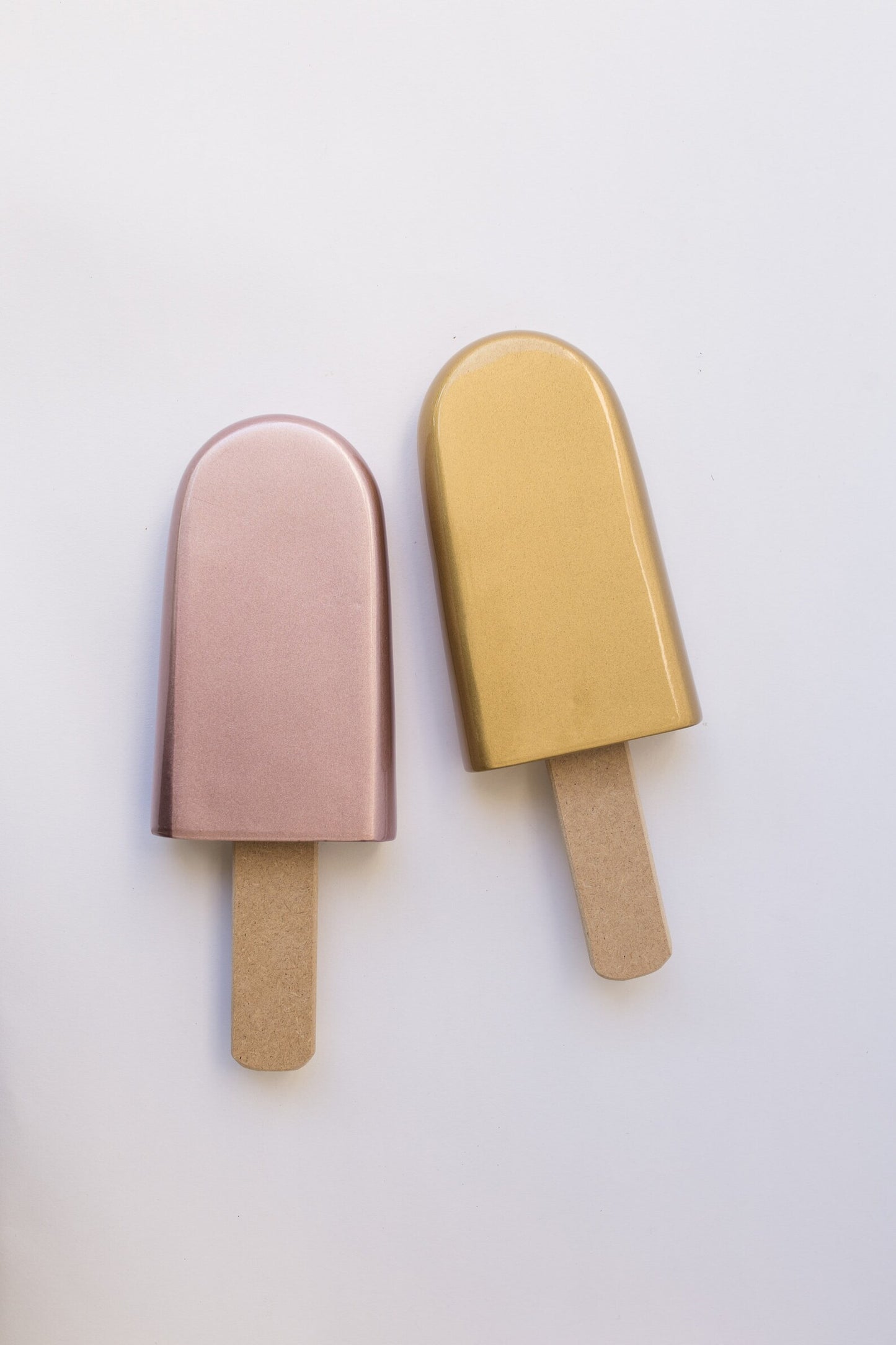 Set of 2 Metallic Ceramic Popsicle Sculptures