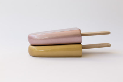 Set of 2 Metallic Ceramic Popsicle Sculptures