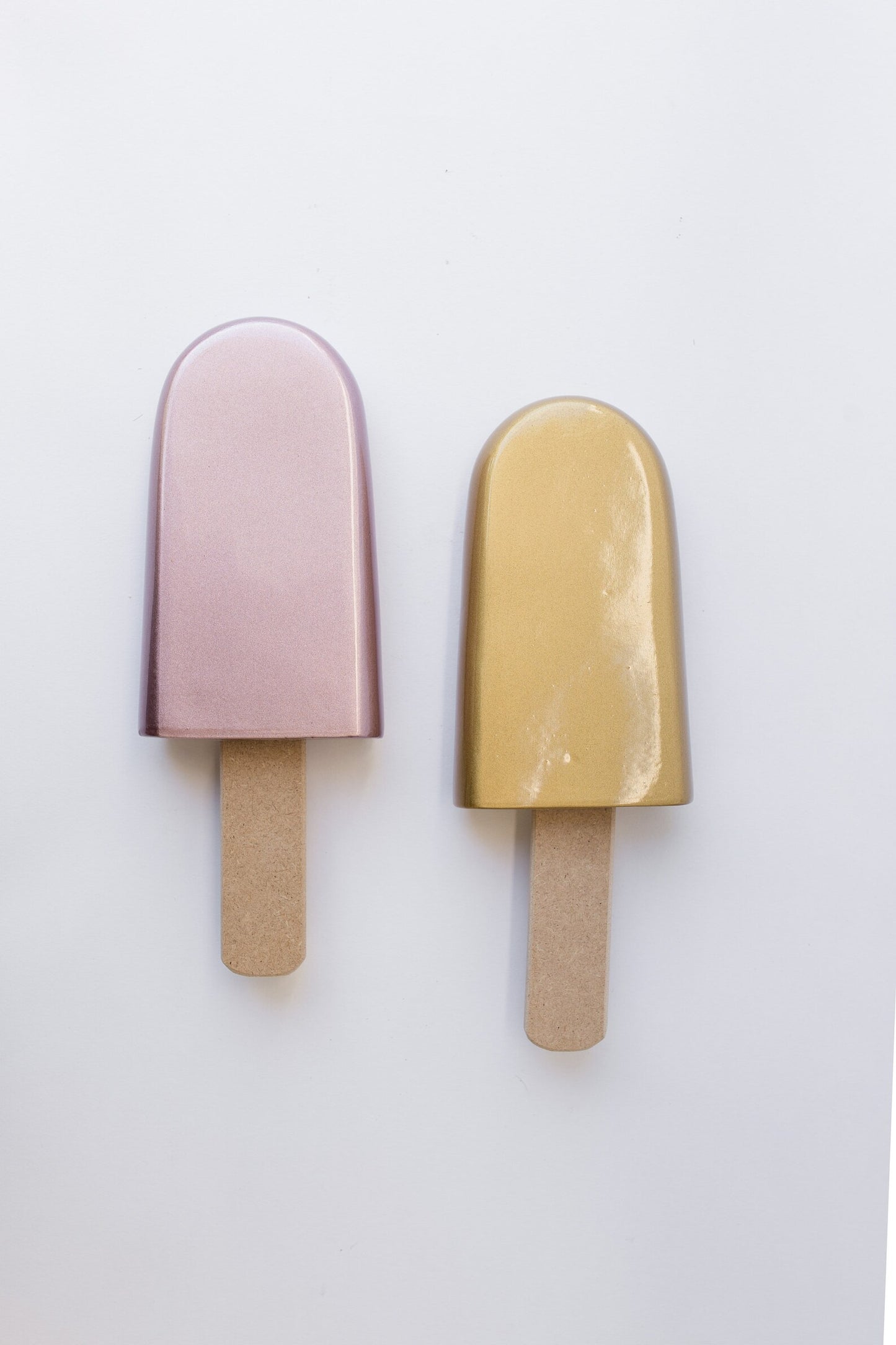 Set of 2 Metallic Ceramic Popsicle Sculptures