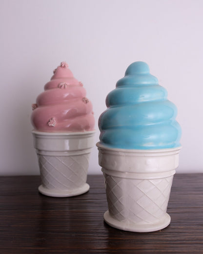 Light Blue Ceramic Ice Cream Sculpture