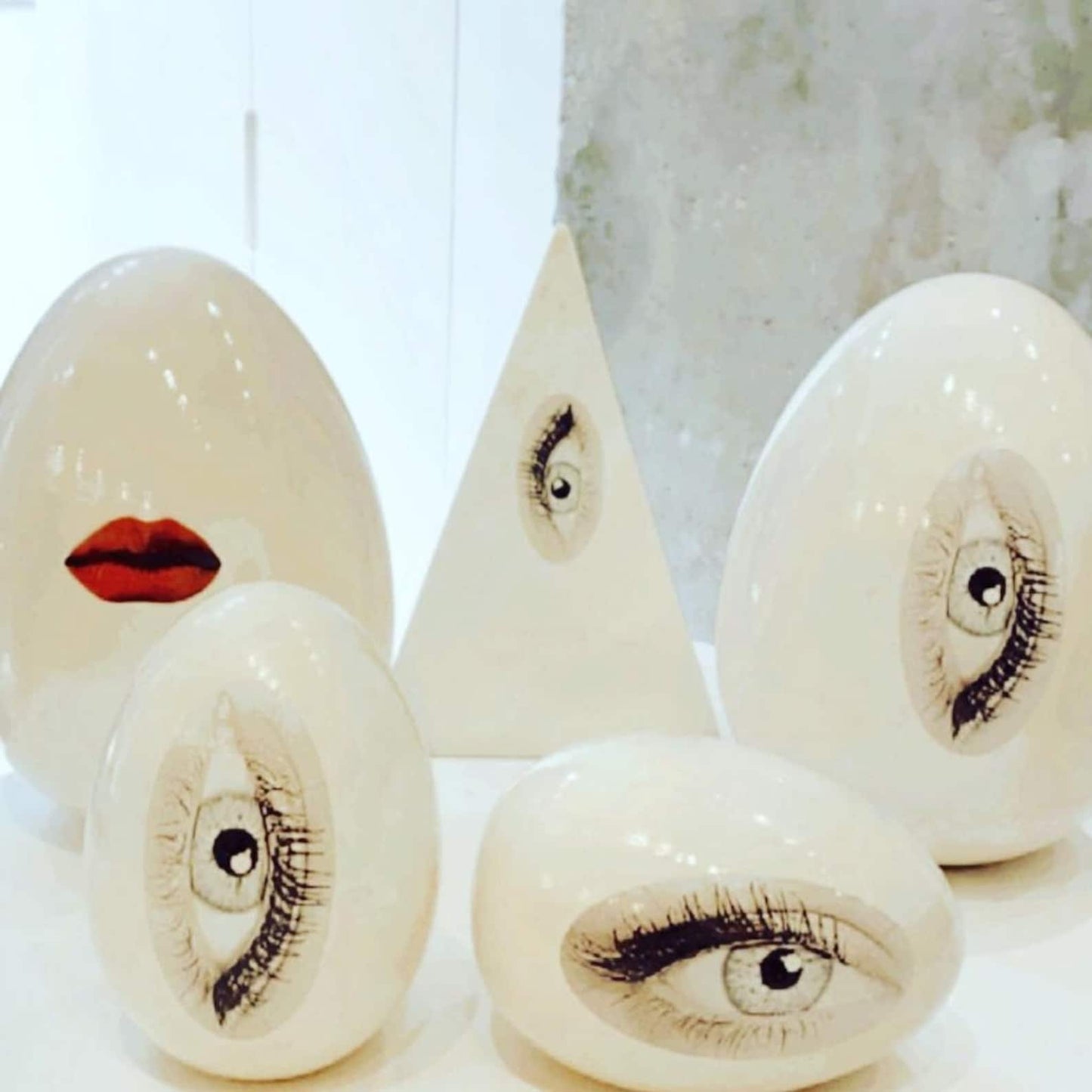 Ceramic Lips Egg Sculpture home accent