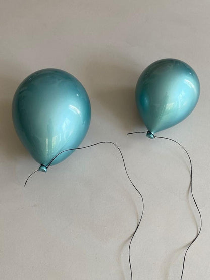 Blue Metallic Ceramic Balloon Sculpture