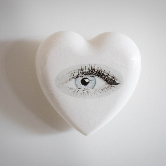 Ceramic Good Eye Heart Sculpture