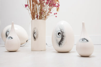 Set of 2 Ceramic Good Eye Egg Sculptures