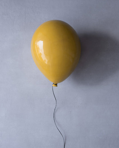 Honey Yellow Glossy Ceramic Balloon Sculpture