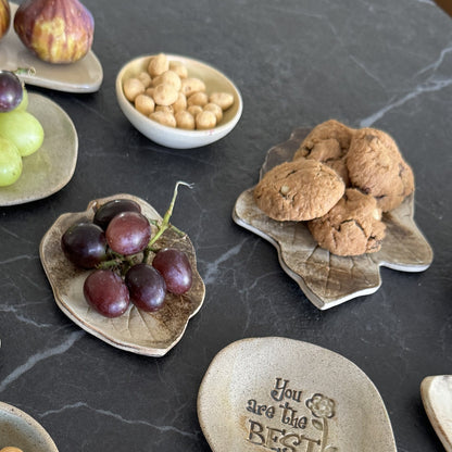 Set of 4 Small Ceramic Leaf Plates