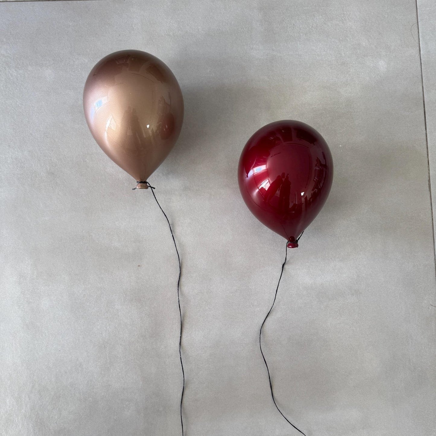 Metallic Red Wine Ceramic Balloon Sculpture