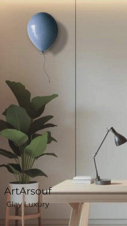Grey Glossy Ceramic Balloon Sculpture