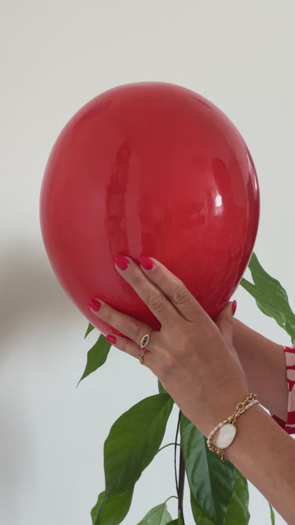 Set of 2 Red Balloon Sculptures - Heart and polka dot