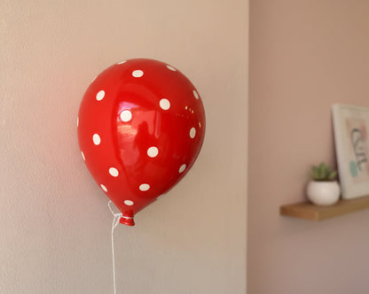 Red Polka Dot Ceramic Balloon Sculpture