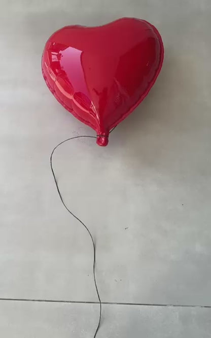 Red Grand Amor Glossy Ceramic Heart Balloon Sculpture