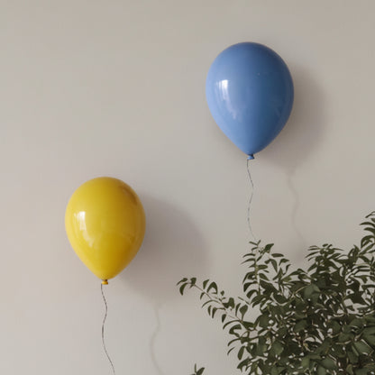 Yellow Glossy Ceramic Balloon Sculpture